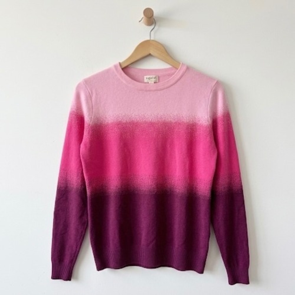 Sugarhill Brighton Pink Purple Ombre Gradient Crew Neck Sweater US 8 UK 12